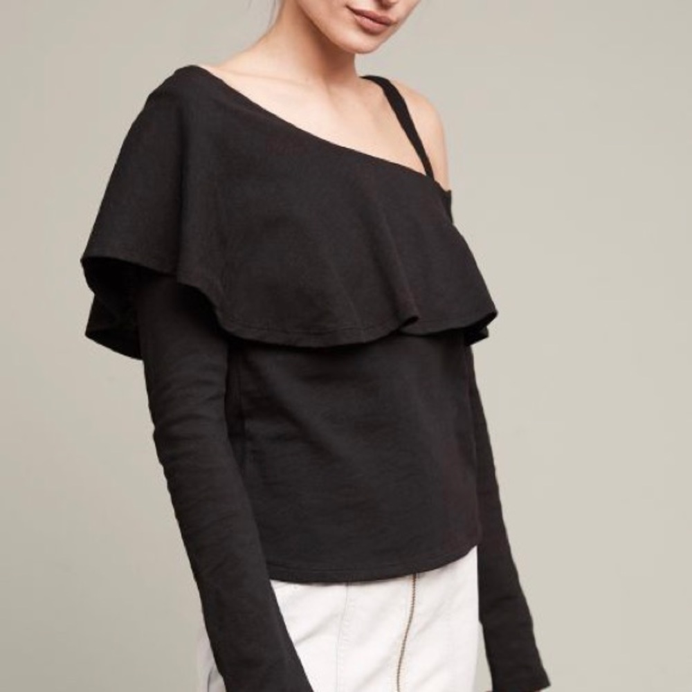 Anthropologie Postmark One Shoulder Ruffled Top